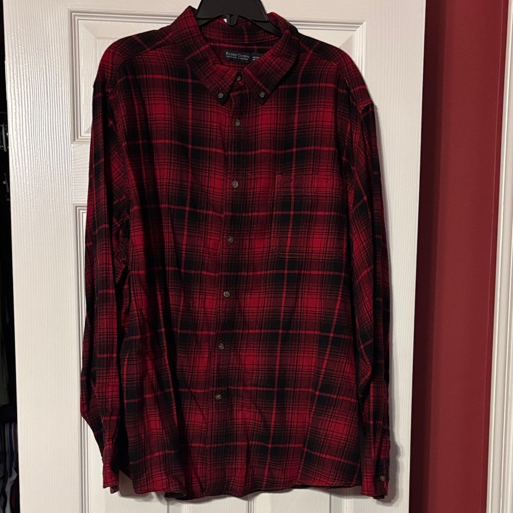 Faded glory Red and Black plaid Checkered Shirt size 3xl (54-56)